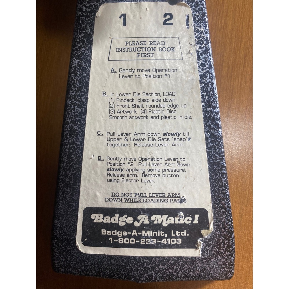 Badge-A-Matic I Button Maker Press Machine Badge-A-Minit 2.25 Inch Die
